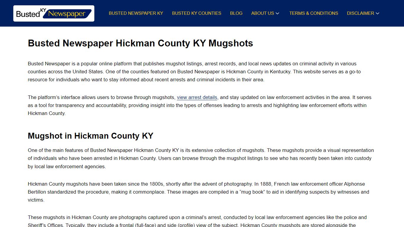 Busted Newspaper Hickman County KY Mugshots