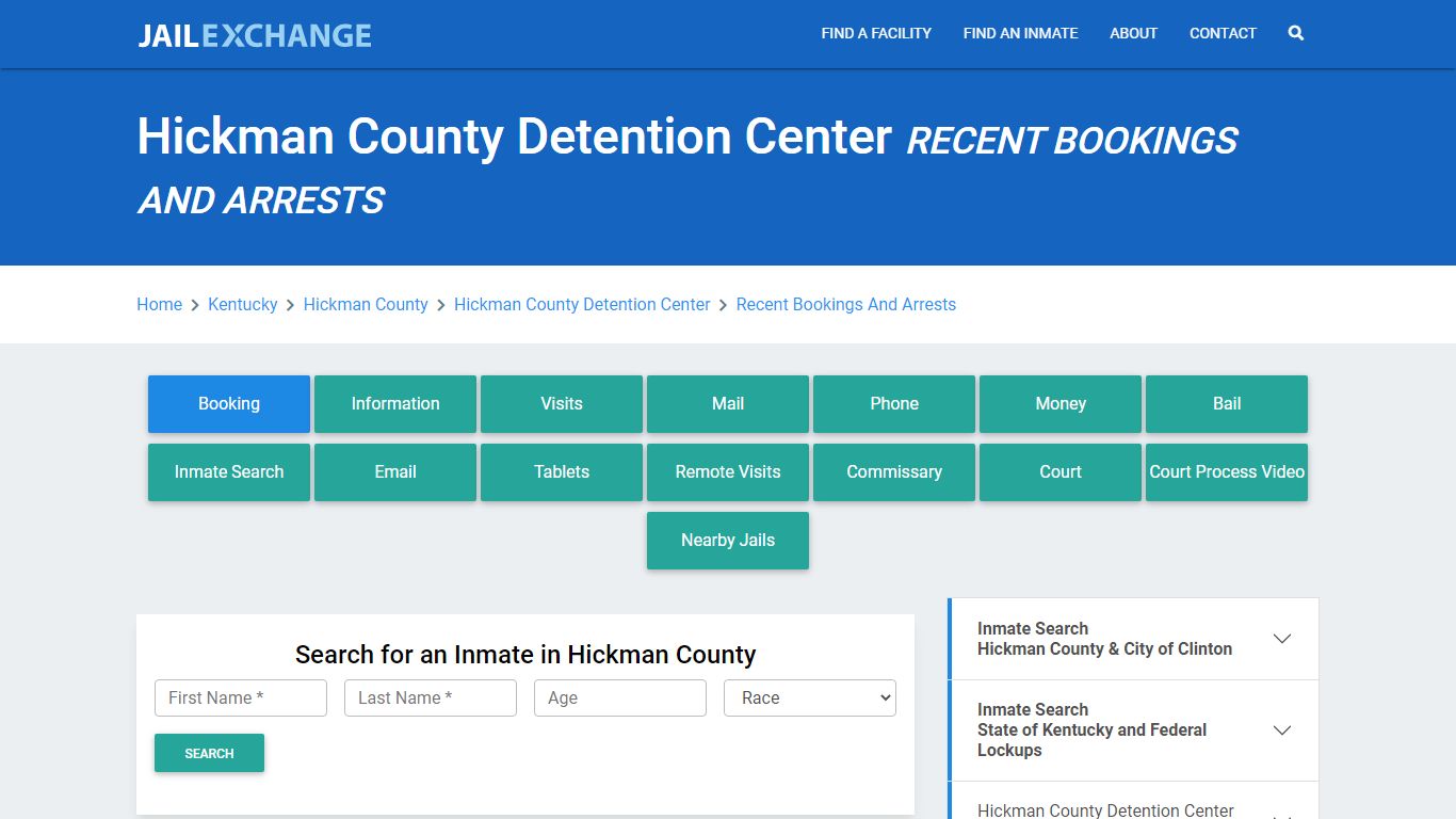 Hickman County Detention Center Recent Bookings And Arrests - Jail Exchange